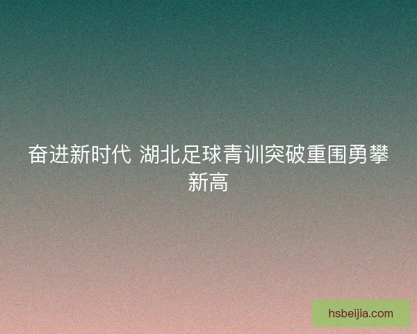 奋进新时代 湖北足球青训突破重围勇攀新高